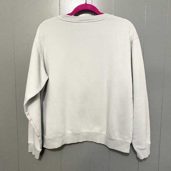 Zara Blue Dear Karma Embroidered Crewneck Relaxed Fit Minimalist Sweatshirt S - Picture 7 of 8